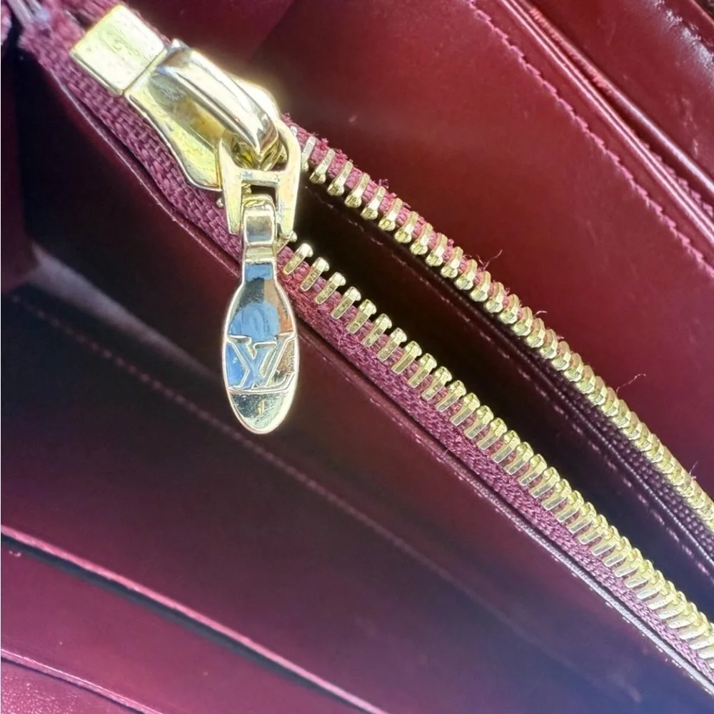 Louis Vuitton Rouge Fauviste Monogram Vernis Leather Zippy Wallet burgundy